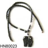 Hematite Elephant Pendant Beads Stone Chain Choker Fashion Women Necklace